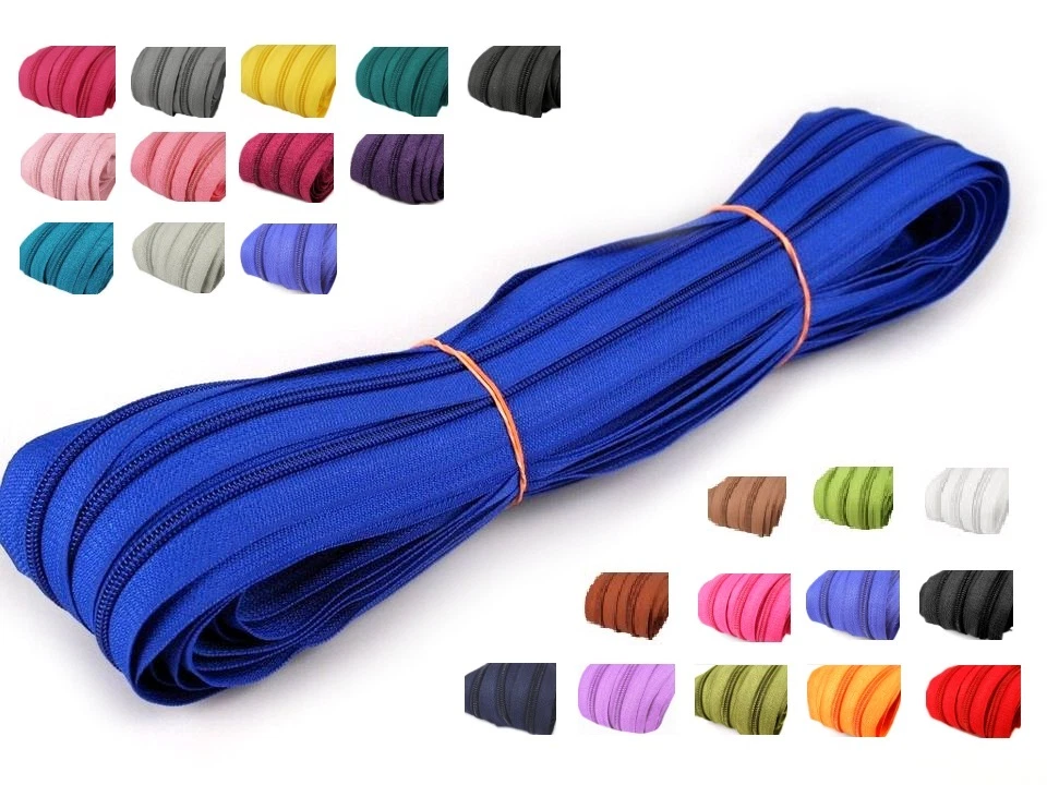 6 m endlos Reißverschluss 5 mm Laufschiene +15 Zipper Meterware teilbar Farbwahl