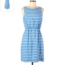 J. Crew Blue And White Stripe Sleeveless Dress Women's Size 6 Lined Cinched EUC