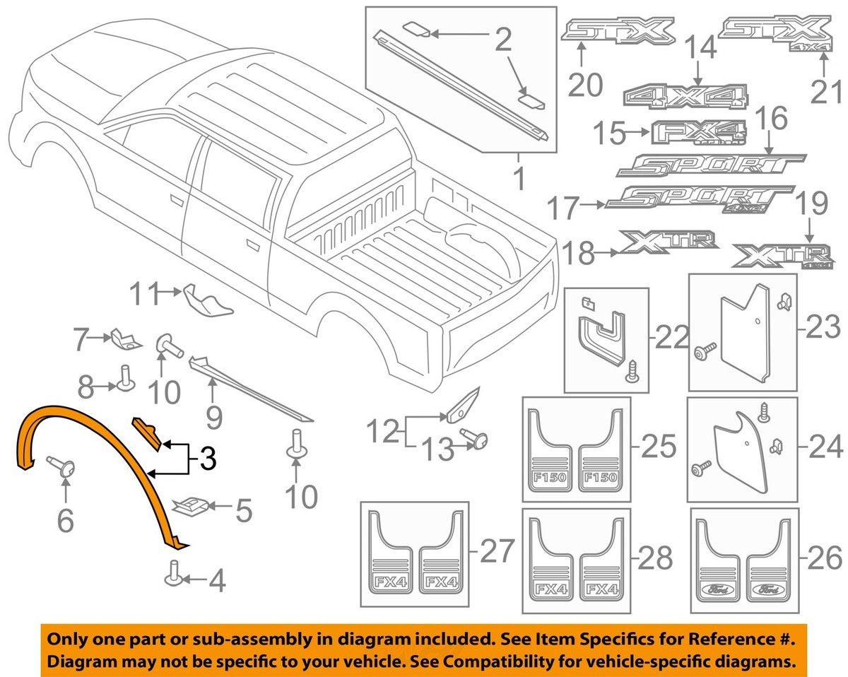 Ford OEM Wheel Arch Molding FL3Z9929164BA Image 3 for sale online 