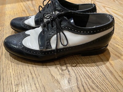 Brentano Mens Wing Tip Oxfords Shoes Black White Leather  display picture 1
