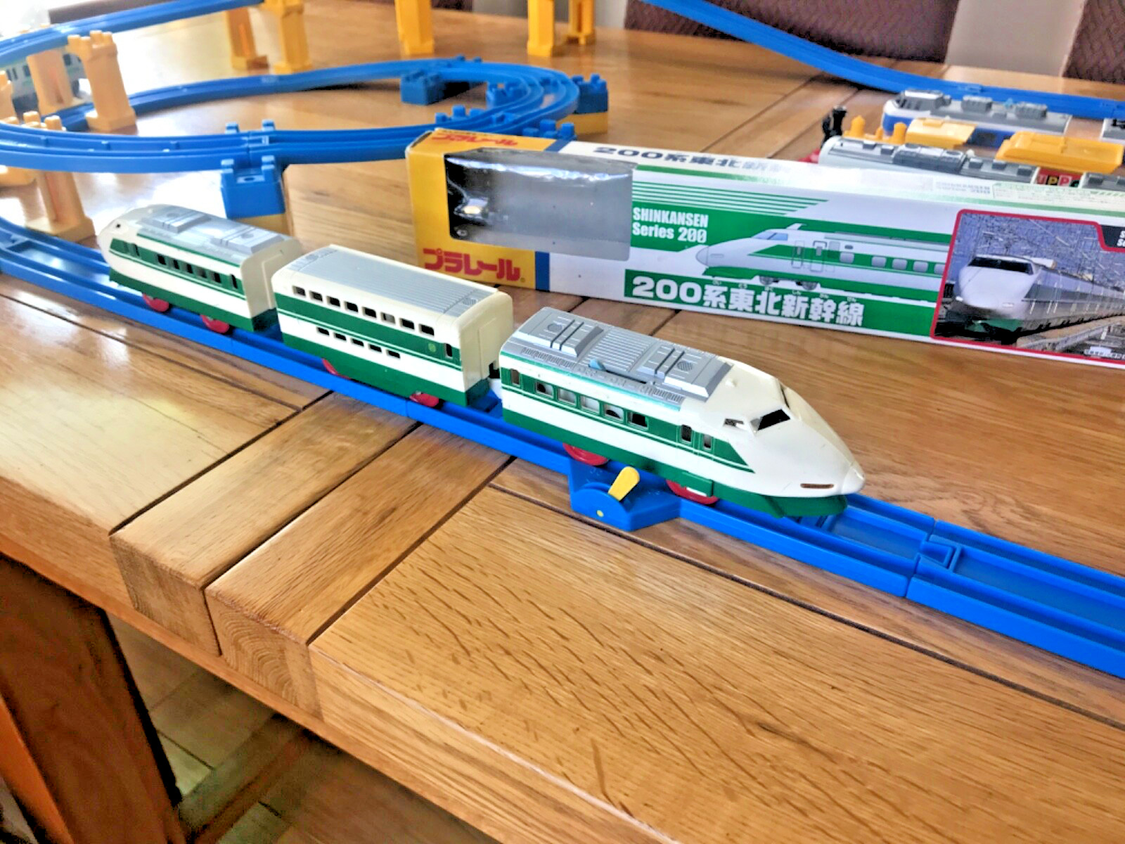 Tomy Shinkansen 200 Bullet Train in Green and White. Made in Thailand in 2002.