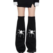Women Harajuku Spiders Print Flared Leg Covers Punk Overknee Denims Leg Warmers