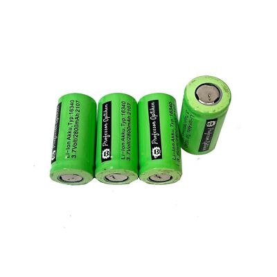 4er Set Professor Optiken CR123A Li-Ionen-Akku 3,7 V, 2800 mAh, Flat-Top, B-Ware