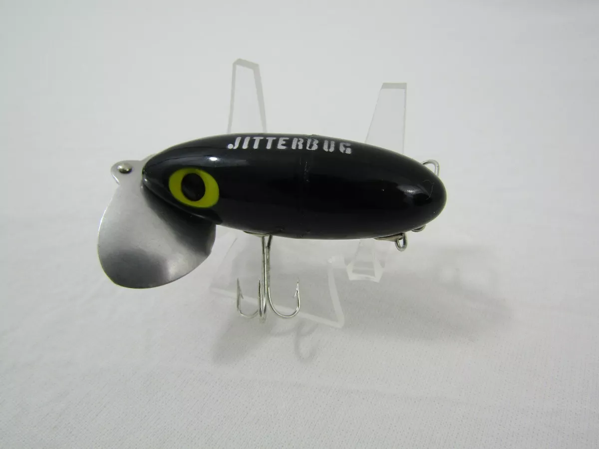 Vintage Plastic Fred Arbogast Jitterbug Black Color Fishing Lure