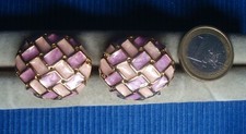 B26B Neuf Boucle Oreille BO Metal Doré Emaillé  Bijou Createur Earrings 
