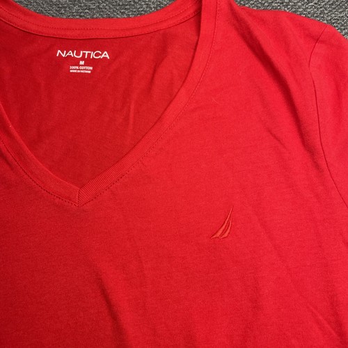 Nautica Ladies' Tee Short Sleeve V-neck Medium Red - Picture 2 of 4