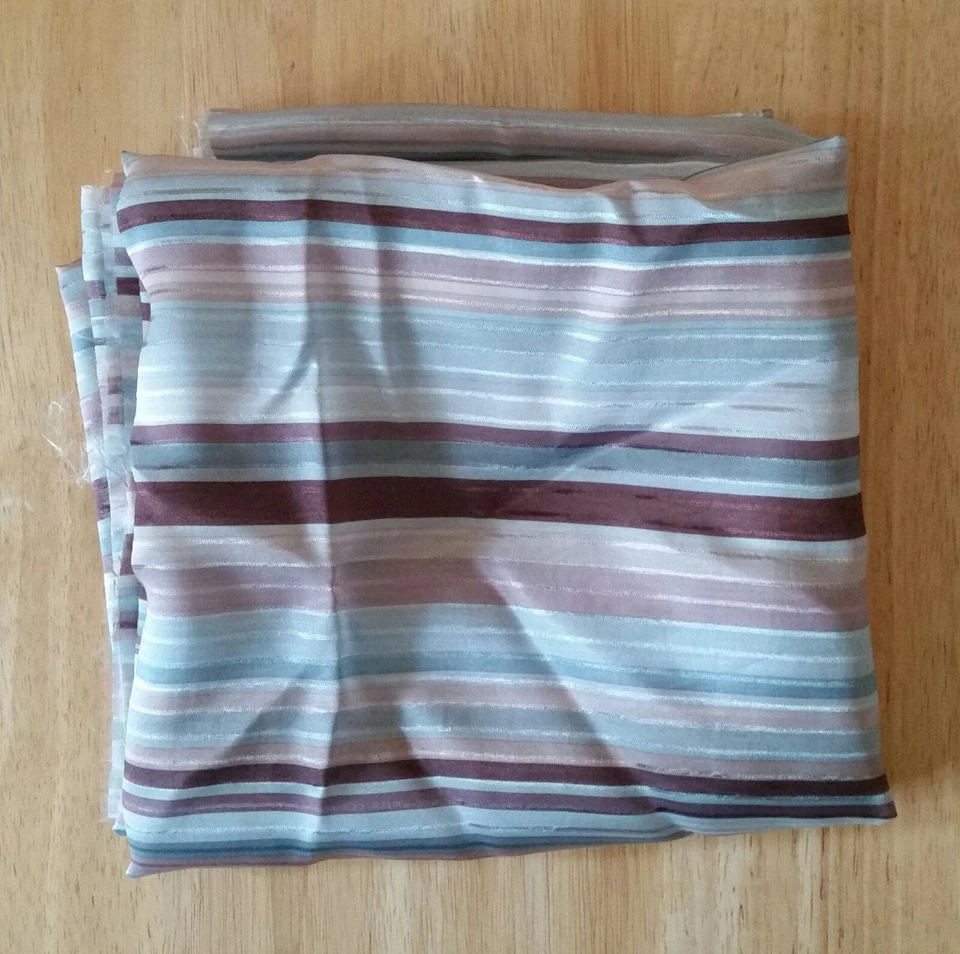 Brown & Blue Striped Lightweight/Sheer Fabric for Curtains - 30" x 60" - Image 3 of 3