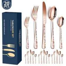 20pcs Stainless Steel Cutlery Set Kitchen Tableware Silverware Dinnerware Set