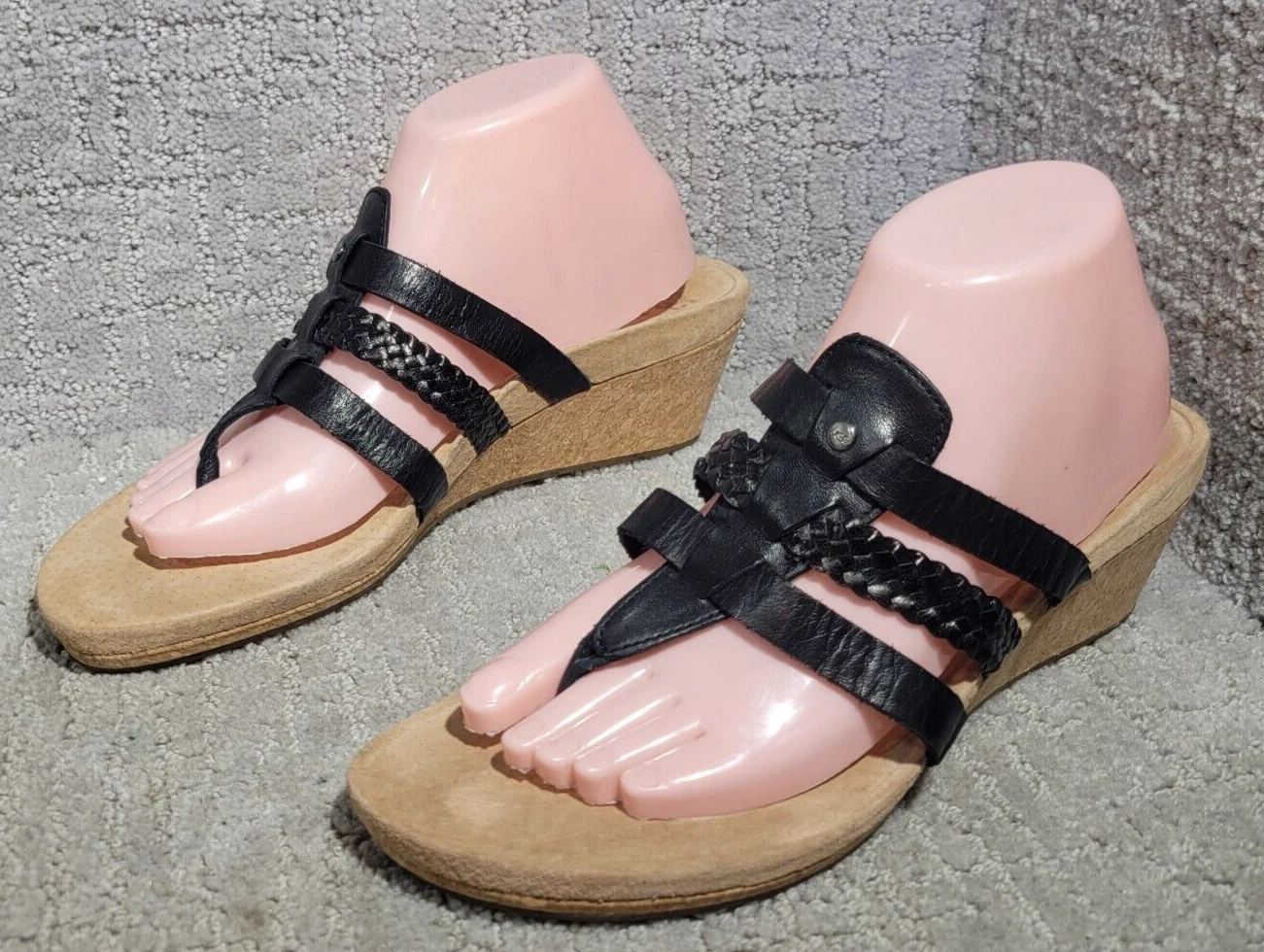 Sandali UGG Maddie donna taglia US 10 neri pelle sughero zeppa slip on 10106764