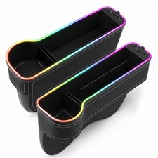 2 Pack Car Gap Filler Organizer with Charger Upgrade LED Seat Gap Organizer B...