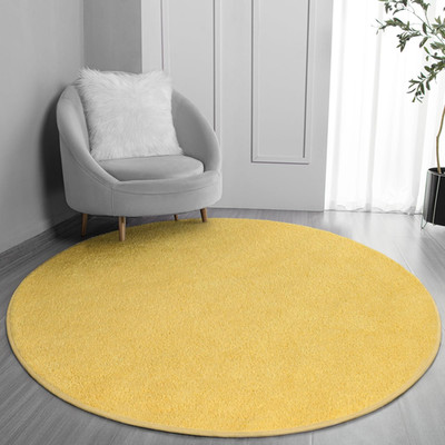 Flydoit Round Area Rugs For Bedroom Living Room 4X4 Yellow Super Soft Comfy