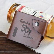 Man's Leather Folding Wallet ID&Credit Card Holder Card Bag Pocket Wallet Gift