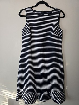  Lands End Nautical Striped Dress Flutter Hem NWT Thick Material For Fall/Winter