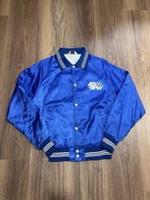 True American vintage 80s American Postal Workers Blue Satin Jacket