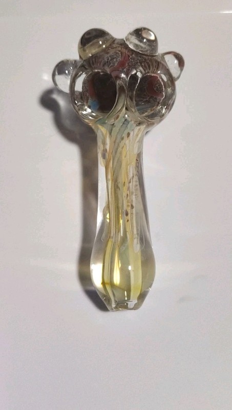Multicolor 5" Hand Blown Double Bowl Glass Tob Smoking Pipe. Heavy! Thick! New.