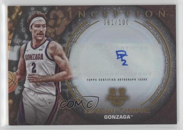 2022-23 Bowman Inception University Top of the Class 61/100 Drew Timme Auto 2o7