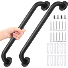 2 Pack 16 Inch Shower Grab Bars with Screws and Accessories Matte Black Safet...