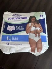 NEW Always Discreet Postpartum Underwear Size L (14-20) -14 Disposable Underwear