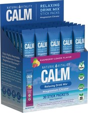 5/26 Natural Vitality Calm, Magnesium Citrate Supplement Raspberry Lemon 30 Stks