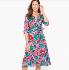 Talbots Belted Shirtdress in Sketched Blooms Purple Preppy Fit & Flare Sz 4