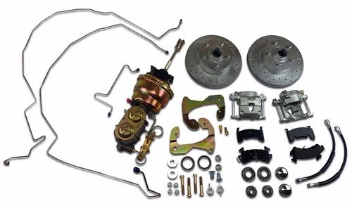 1955 1956 1957 Chevrolet front power disc brake kit conversion drilled slotted