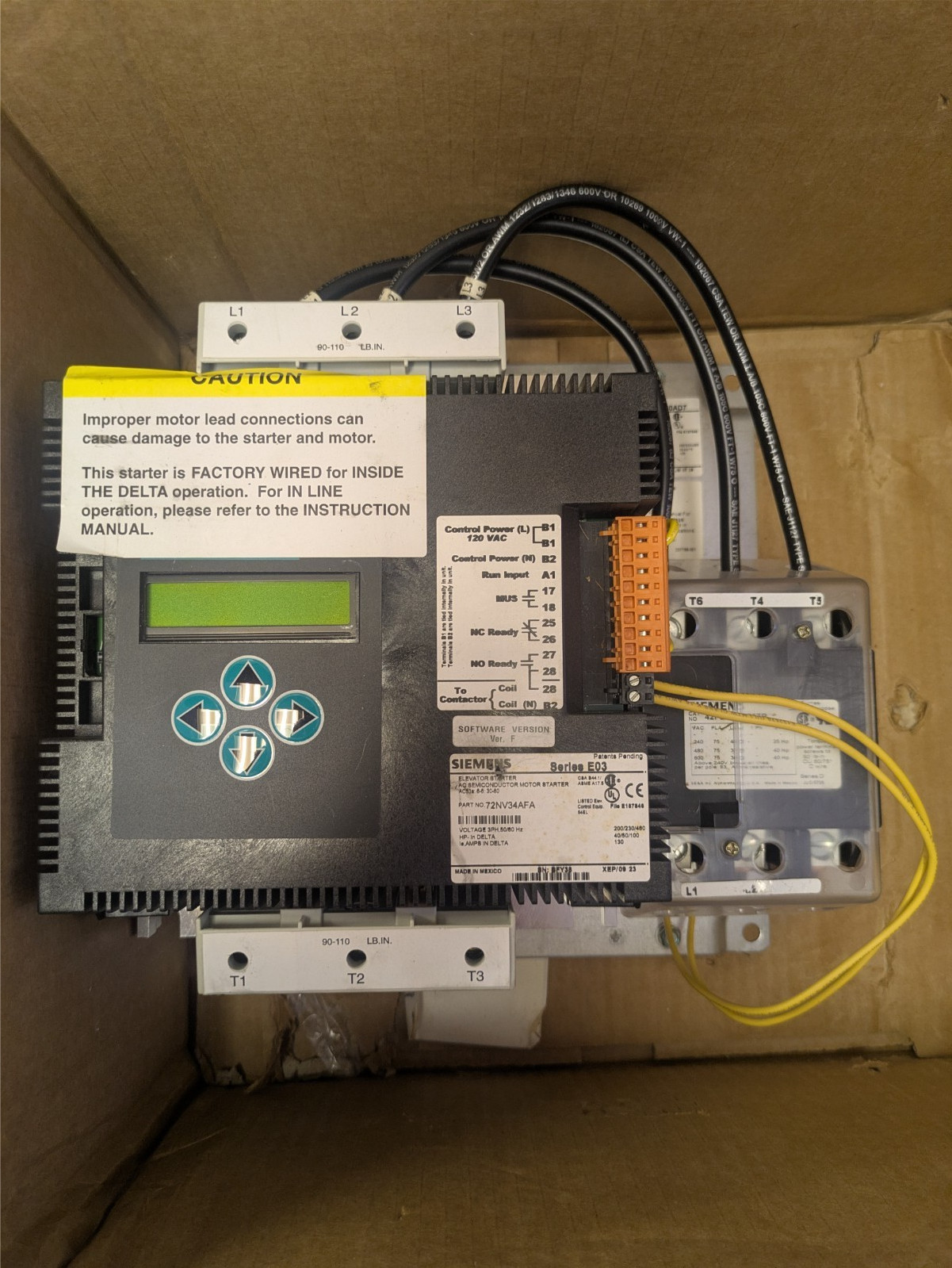 Siemens Soft Starter 72NV34AFA, Otis AAA21240AD27