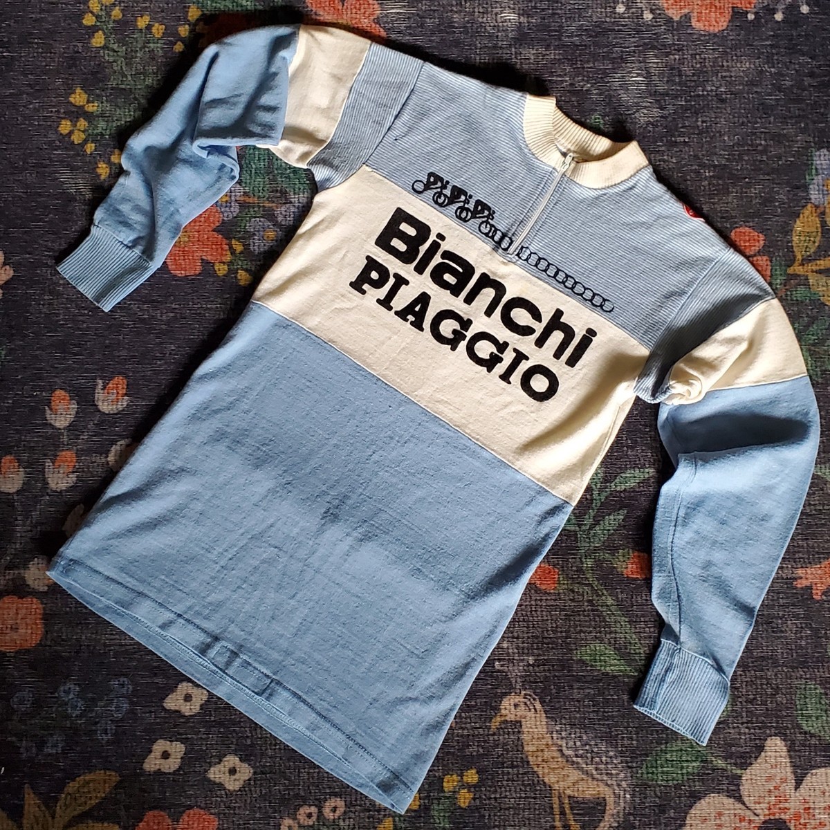 Vintage Castelli Bianchi Piaggio Wool Cycling Jersey Italy Long