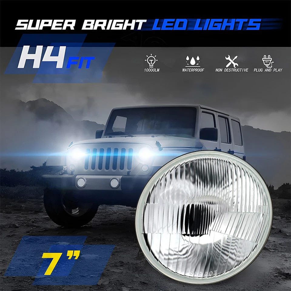 Par de faros LED redondos de 7 pulgadas para Toyota Land Cruiser FJ40 FJ60 J80 1965-1985 Foto 2 de 4