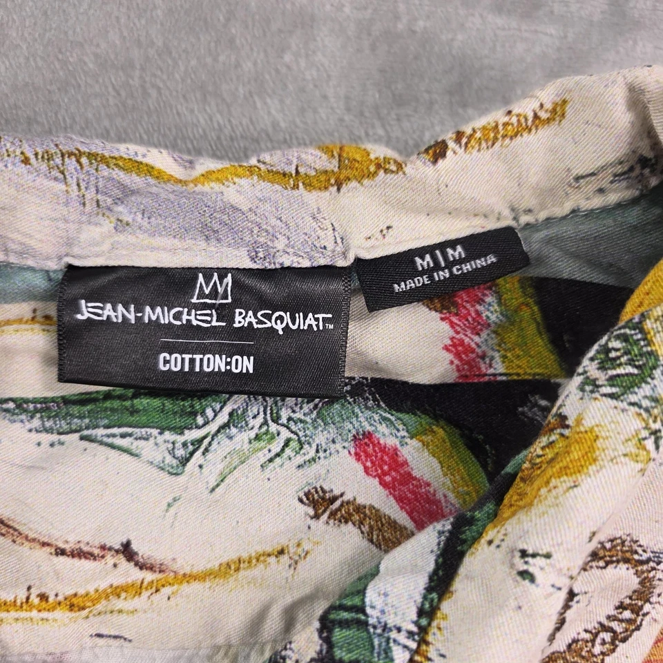 Camisa Jean-Michel Basquiat de algodón para hombre mediana multicolor impresión artística campamento Foto 4 de 4