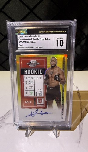 2021 Panini Chronicles UFC Ciryl Gane Rookie Ticket Auto RC Gold /10 CSG 10