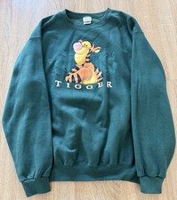 Vintage Disney Store Tigger Sweatshirt Green Crewneck Pullover Pooh Unisex Sz XL
