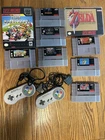 Nintendo SNES Lot: Super Mario Kart, Mortal Kombat, Zelda + Controllers
