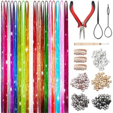 Hair Tinsel - 18 Colors Fairy Hair Tinsel Kit for Girls, 5400 Strands Tinsel ...