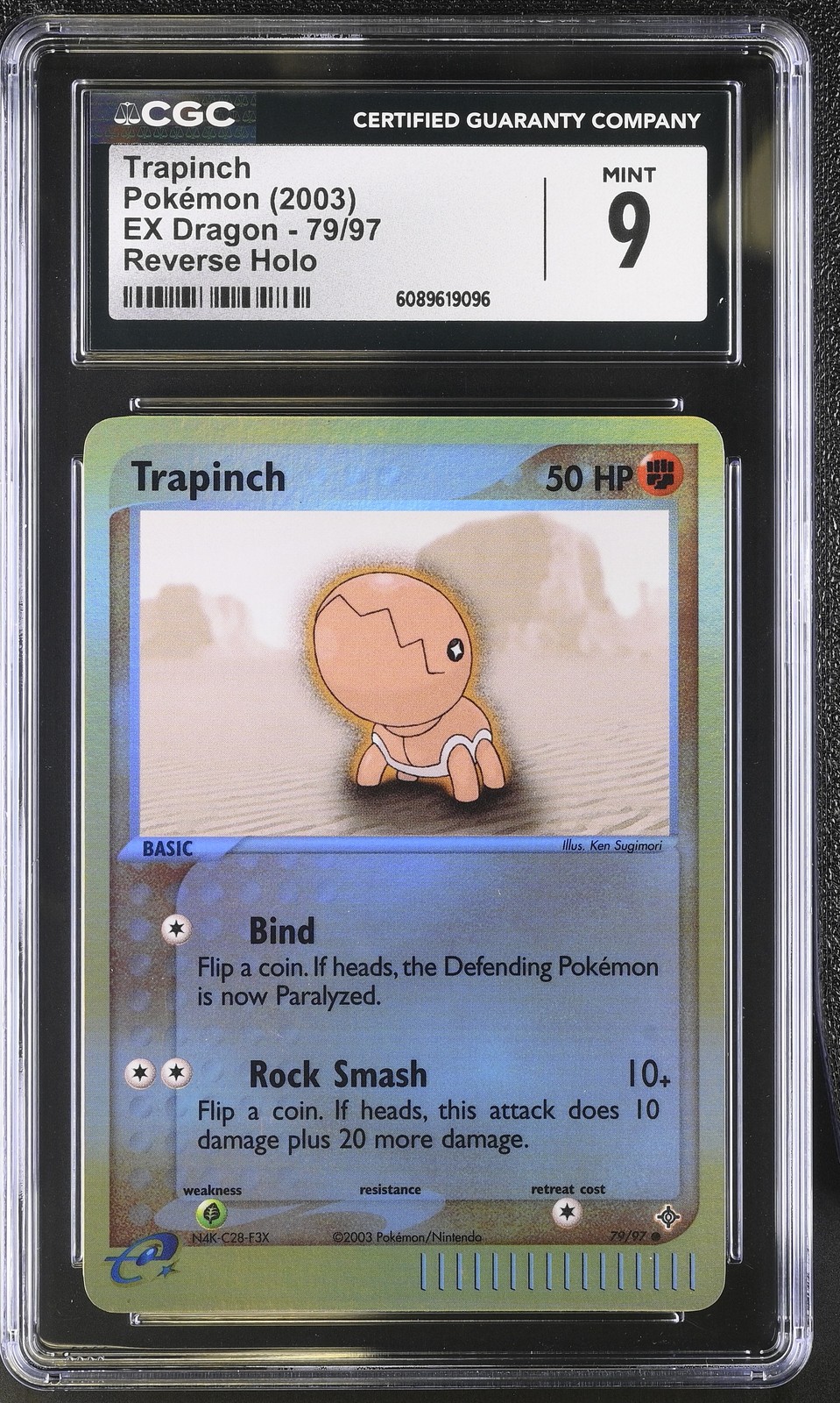 CGC 9 MINT Trapinch 2003 EX Dragon 79/97 Reverse Holo Pokemon Card