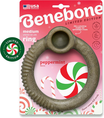 Peppermint Ring   Limited Edition Holiday Flavor, Durable Chew Toy for Aggressiv