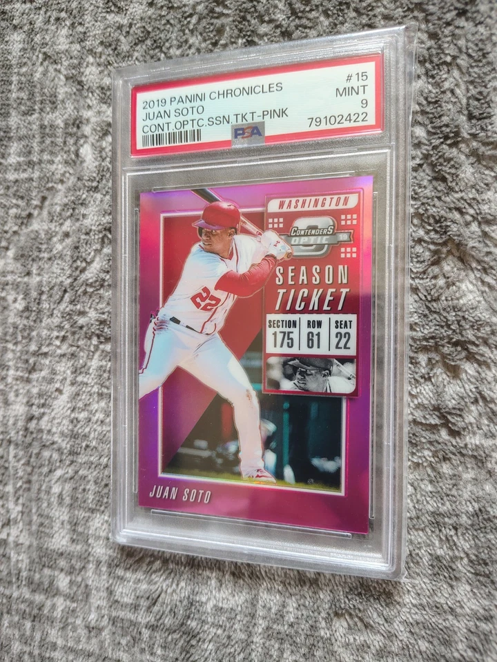 2019 Contenders Optic Juan Soto Season Ticket Pink /25 PSA 9 MINT RARE POP 2 - Image 2 of 4