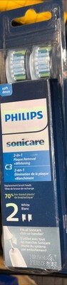 2 Pack - Philips Sonicare 2-in-1 Plaque Removal White Soft Fits Sonicare Clickon