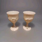 Vintage Westmoreland Della Robbia Milk Glass Goblets Set of 2 Farmhouse