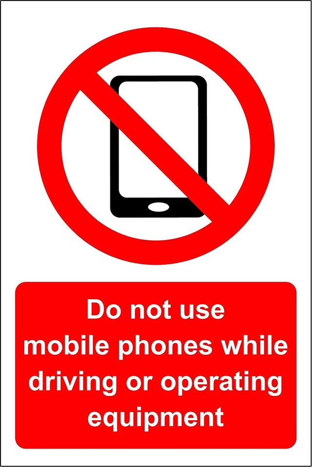 KPCM DISPLAY LTD Do not use mobile phones while driving or operating equipment Safety sign