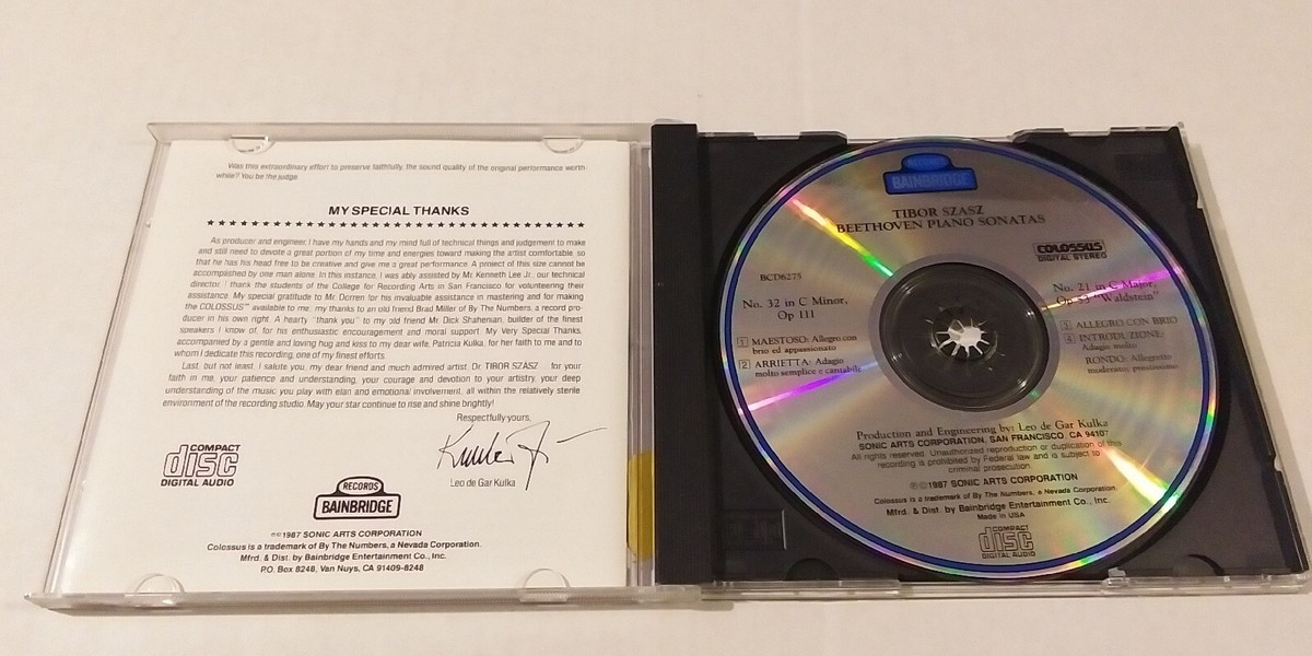 TIBOR SZASZ CD BEETHOVEN PIANO SONATAS 1987 SONIC ARTS. BAINBRIDGE