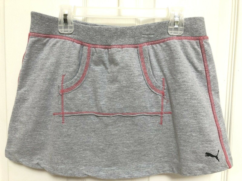 PUMA Gray Pink Red Sweatshirt Knit Skirt Skort Size 14 16 XL