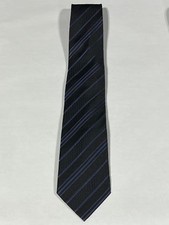 Mens Giorgio Cosani Black Blue Stripe Pattern Tie Pure Silk Hand Made NEW