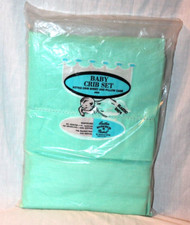 NEW IN PACKAGE ROSEBUD VINTAGE GREEN FITTED CRIB SHEET AND PILLOW CASE