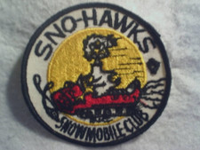 Vintage SNO-HAWKS INC.SNOWMOBILE CLUB PATCH Unused,bird snowmobiling,snow,winter