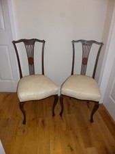 Pair of Antique Edwardian inlaid mahogany chairs x2 - (price for BOTH chairs)