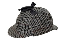 Vintage Deerstalker Hat Blue Gray Tweed Size 6 5/8 Sherlock Holmes Style Cap 54