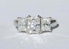 3 Ct Radiant Lab Created Diamond 14k White Gold Plated Engagement 3-Stone Ring