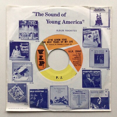 P.J. (I ve Given You) The Best Years Of My Life VIP Vinyl 7  Single Funk Soul