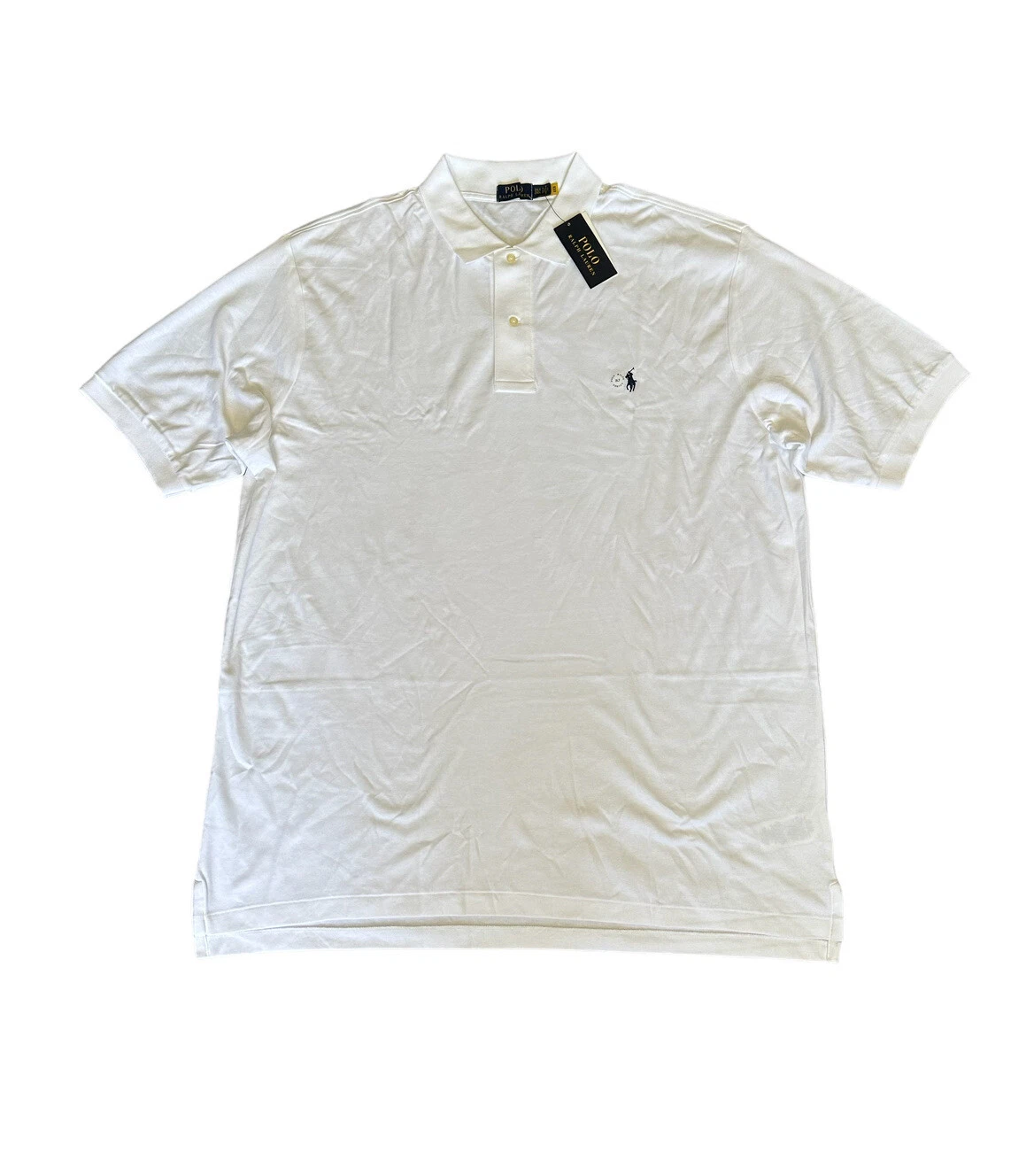 POLO RALPH LAUREN COTTON POLO SHIRT BIG AND TALL WHITE MENS SIZE 2XLT Tall New
