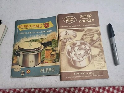 #ad Vtg Mirro Matic Pressure Cooker Book Lot Recipes Time 1943 Mcm 1972 Sc $15.00